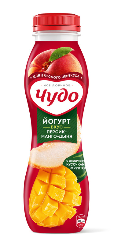 Йогурт Чудо 1,9% 260г персик/манго/дыня