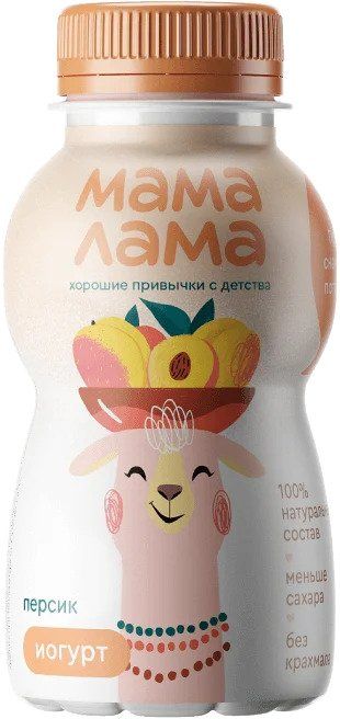 Йогурт питьевой Мама Лама 2,5% персик 200г 