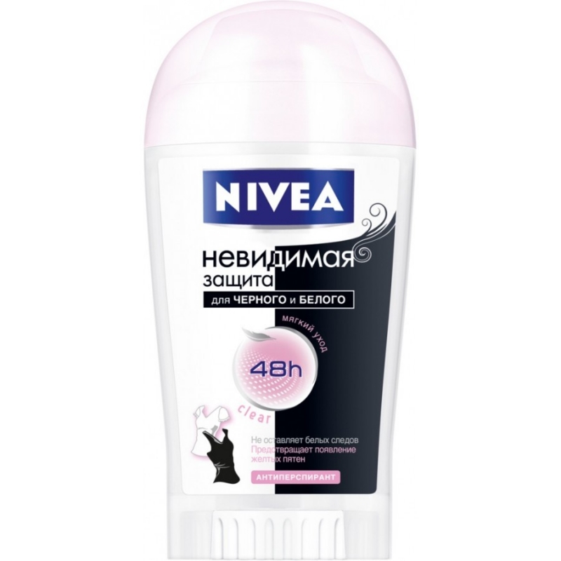 Дезодорант стик Nivea Невидимая защита черного и белого Clear 40мл