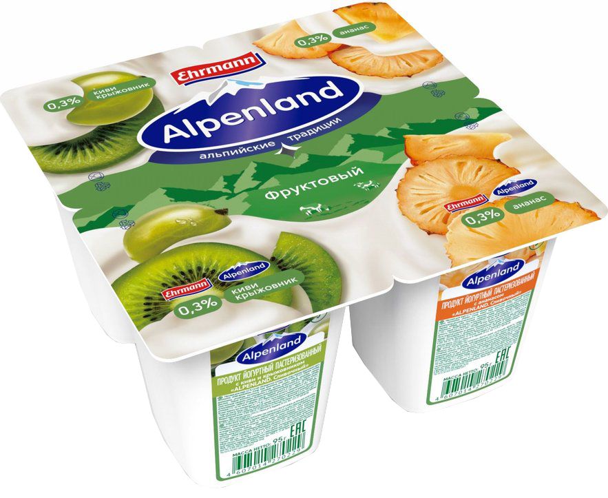 Йогуртный продукт Альпенленд 0,3% киви/крыжовник/ананас 95г 