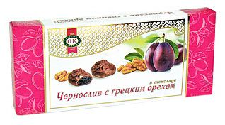 Конфеты Чернослив с грецким орехом в шоколаде 130г Приморский кондитер