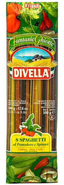 Макаронные изделия спагетти томаты/шпинат Divella 500г
