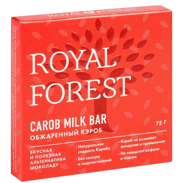 Шоколад Royal Forester без сахара из обжаренного кэроба 75г