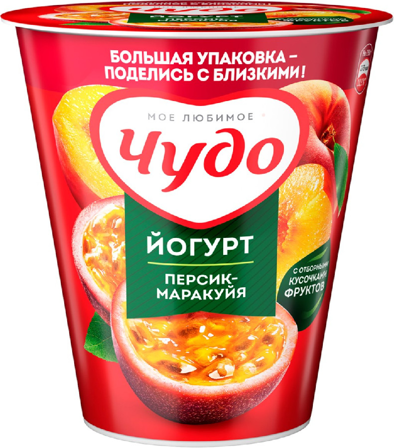 Йогурт Чудо 2% 290г персик/маракуйя