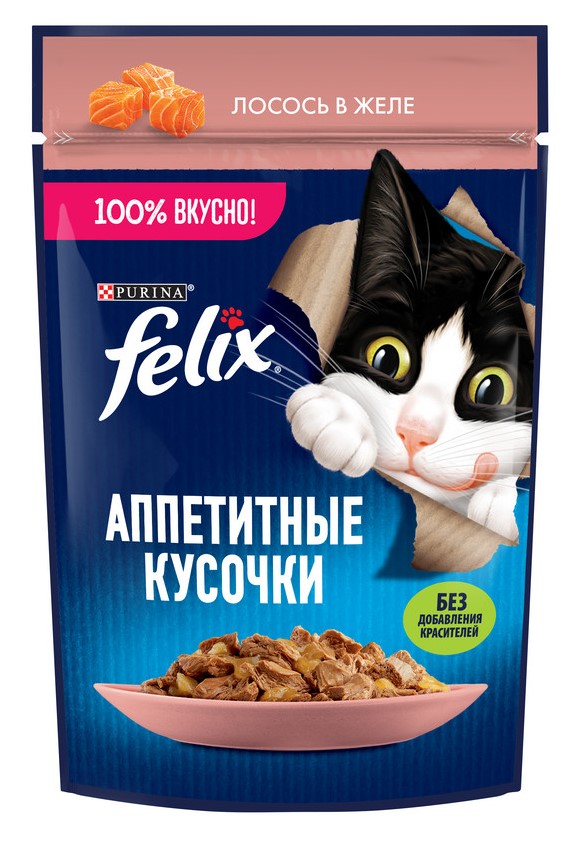 Корм для кошек Felix Аппетитные кусочки лосось 75г