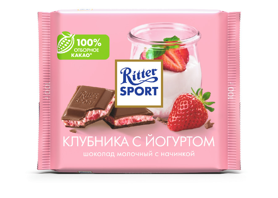Шоколад Ritter Sport молочный клубника/йогурт 100г  