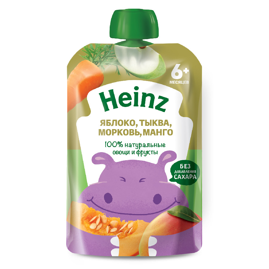 Пюре Heinz яблоко/тыква/морковь/манго 90г
