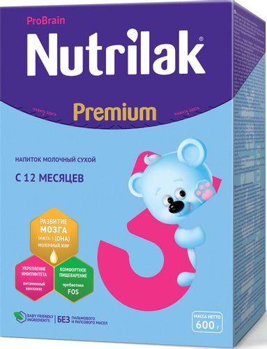 Напиток молочный сухой Nutrilak Premium 3 с 12 месяцев 600г 
