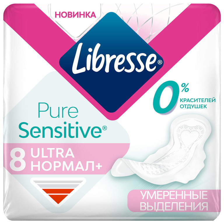 Прокладки Libresse Ultra Pure Sensitive Normal 8шт 