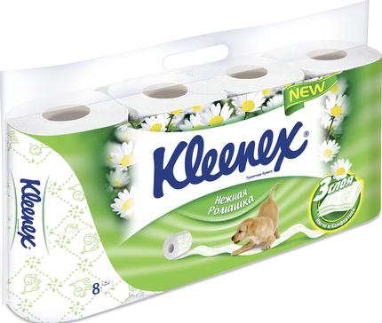 Бумага туалетная Kleenex Ромашка 3х-слойная 8шт